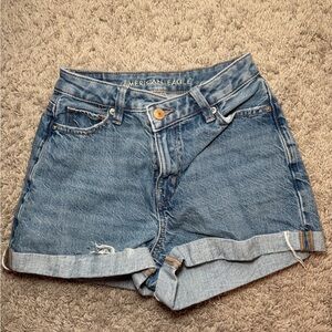 American Eagle Outfitters Women's Blue Denim Highest Rise Mom Shorts